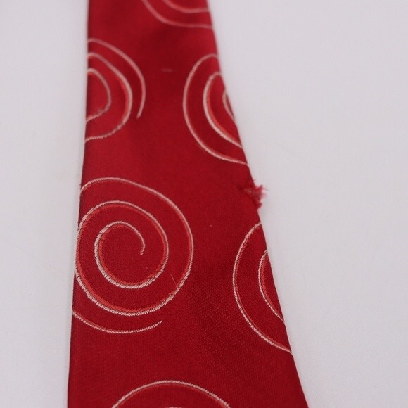 Gianfranco Ferre Red Swirl Print Silk Necktie - Picture 2 of 7